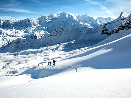 ski touring in megeve with a ski instructor